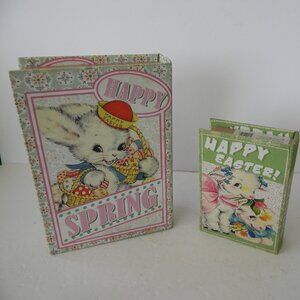 NEW Mr. Cottontail Set of 2 Nostalgic Easter Themed Nesting Books HOLLOW STACK